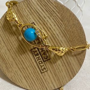 Gold Coloured Bracelet with Turquoise & crystals